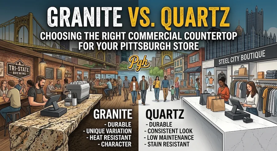 Granite vs. Quartz: Choosing the Right Commercial Countertop for Your Pittsburgh Store